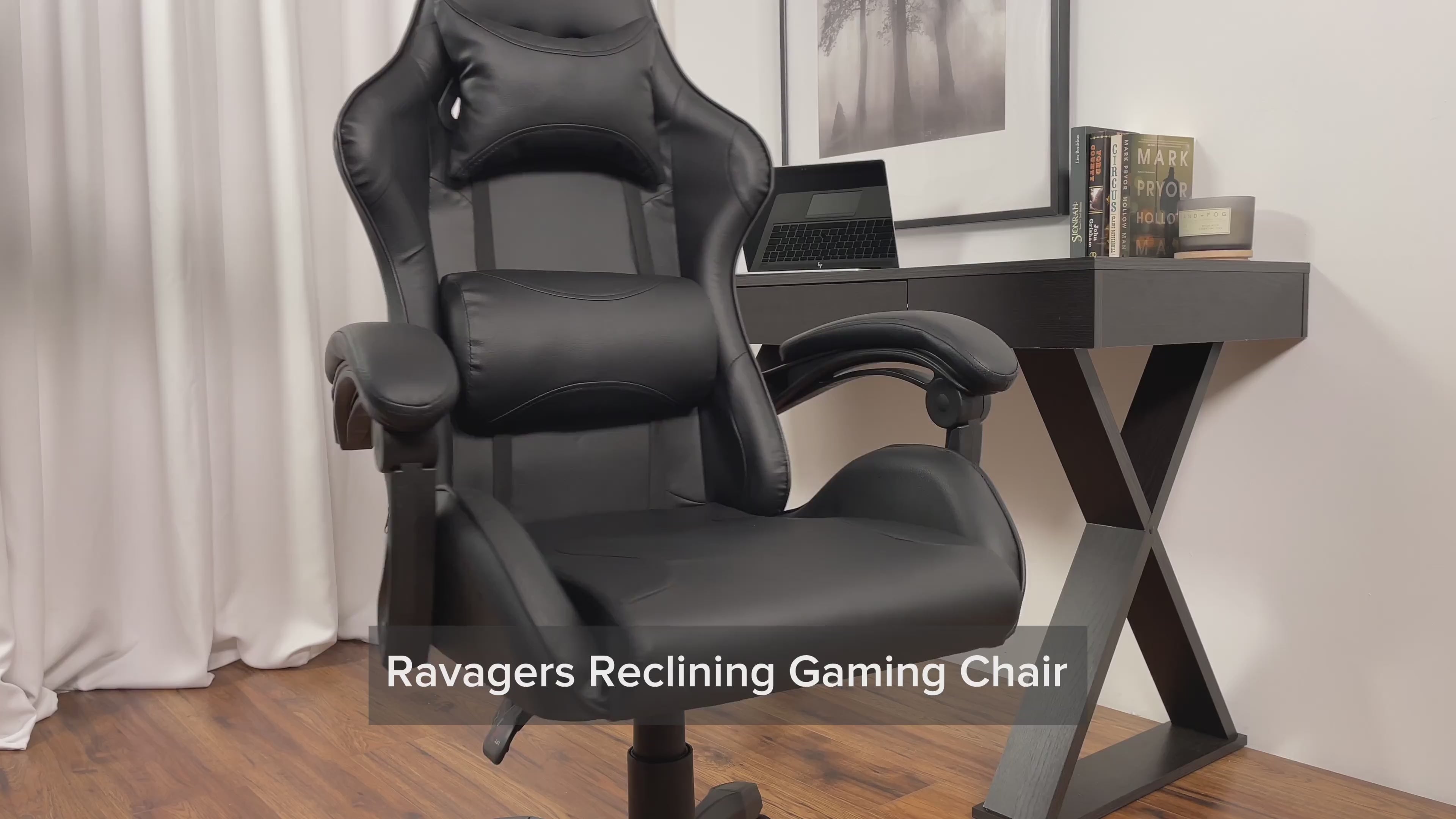 Load video: Ravagers Black and Red Gaming Office Chair Product Video