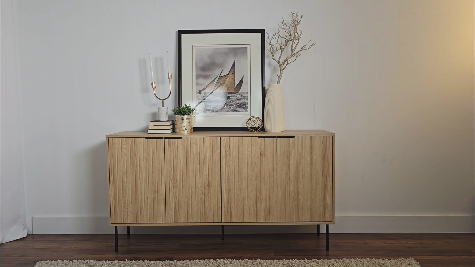 Load video: Lysander Light Wood Sideboard Product Video