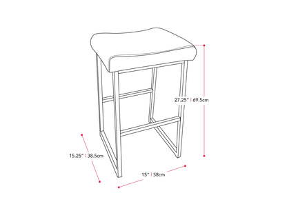 black Backless Bar Stools Set of 2 Milo Collection measurements diagram by CorLiving#color_black