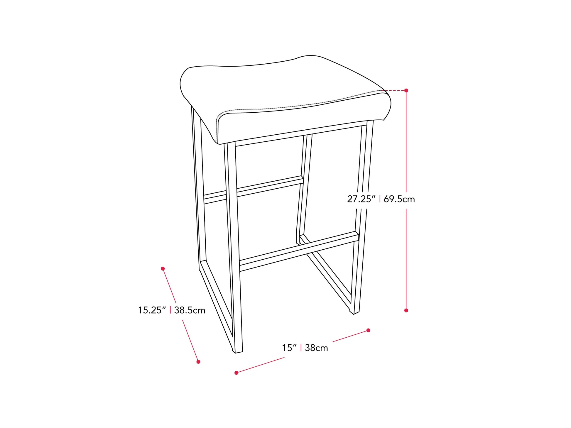 grey taupe Backless Bar Stools Set of 2 Milo Collection measurements diagram by CorLiving#color_grey-taupe