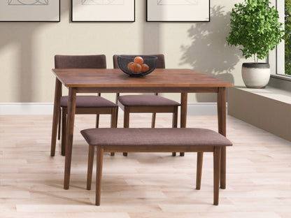 Modern 4pc dining set with sleek black metal frame, light wood tabletop and seats, and minimalist design; perfect for contemporary dining rooms or kitchens.