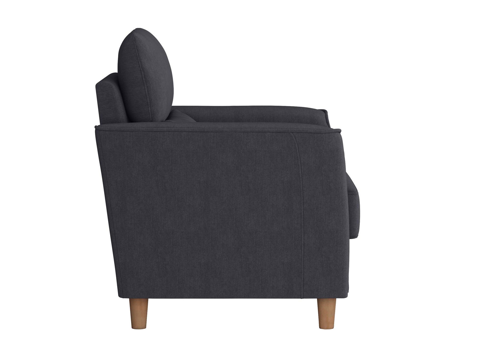 Modern arm chair with sleek black metal frame, light gray cushioned seat and backrest, and minimalist design, perfect for contemporary living rooms or offices.