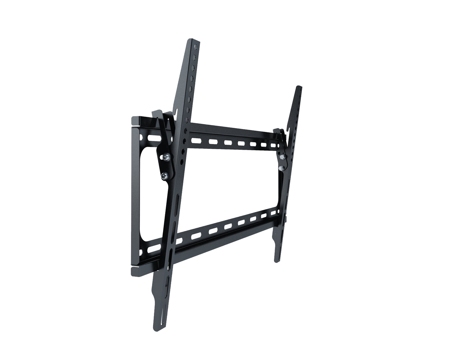 Black TV wall mount for 37-70 inch TVs, with adjustable tilt and swivel features, sturdy steel construction, and a sleek, minimalist design for optimal viewing angles and space-saving installation.