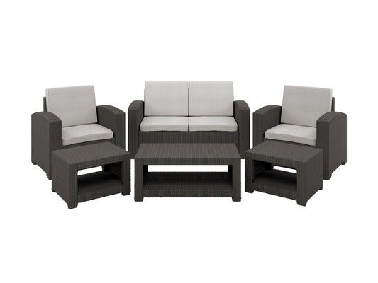 grey and black weave 6 Piece Patio Set Adelaide Collection product image by CorLiving#color_grey-and-black-weave