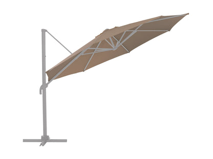 11.5ft deluxe offset patio umbrella canopy replacement in beige with UV protection, water-resistant fabric, and reinforced stitching for durability.