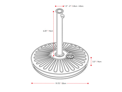  round umbrella base CorLiving measurements diagram CorLiving 