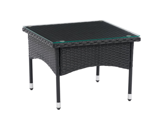 black weave Outdoor Wicker Side Table Parksville Collection product image by CorLiving#color_textured-black-weave