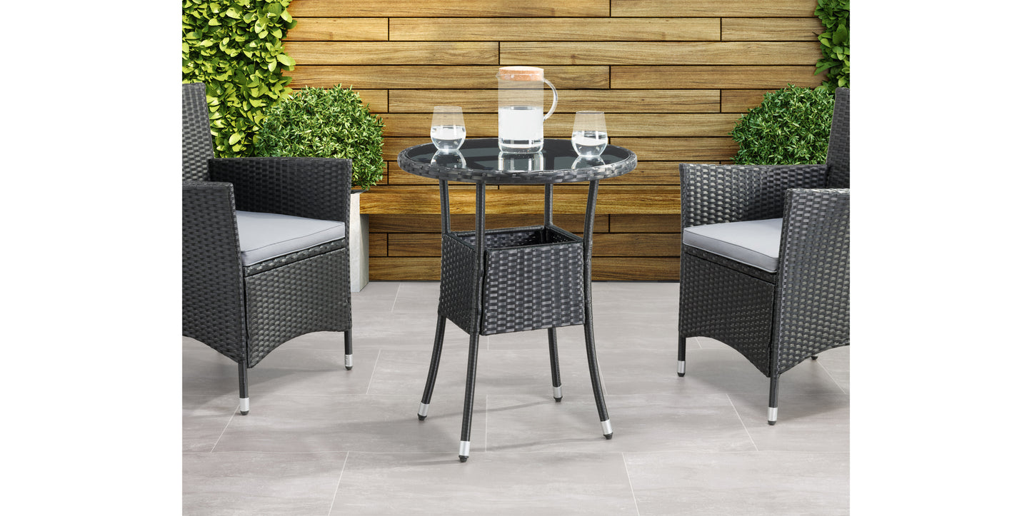 black weave Bistro Table Parksville Collection lifestyle scene by CorLiving#color_textured-black-weave