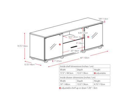 black TV Stand for TVs up to 75" Fernbrook Collection measurements diagram by CorLiving#color_black